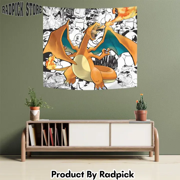 Pokemon charizard tapestry custom manga anime wall decor  rp5942071